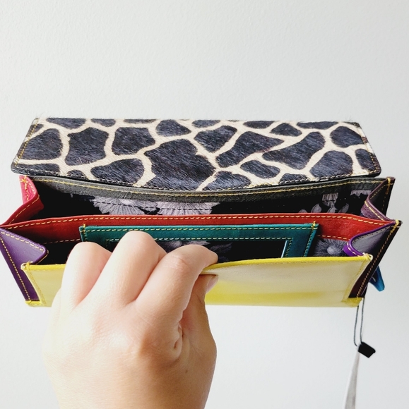 NWT Folklore Couture set genuine leather multicolor animal print fur bag. - Picture 9 of 10